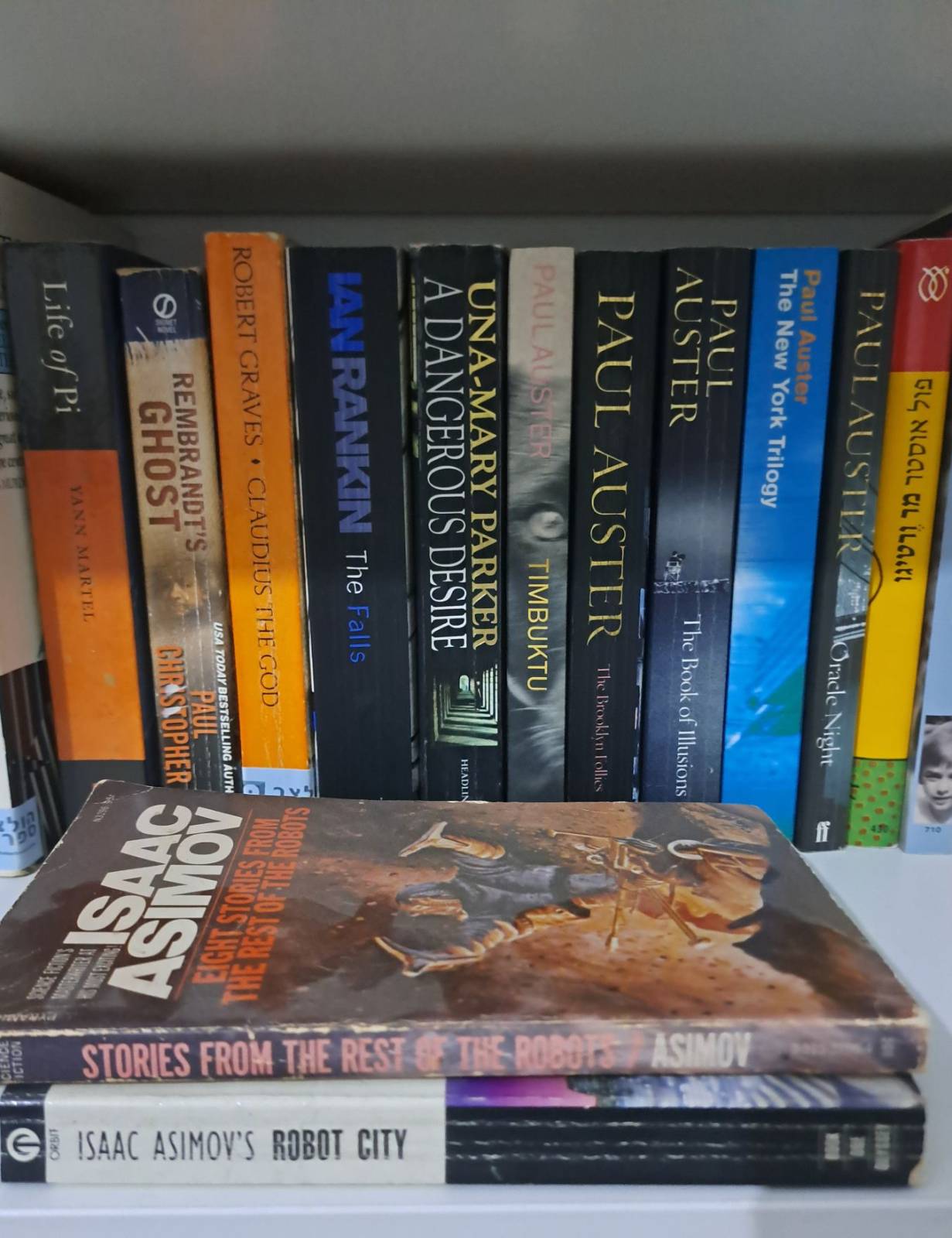 A shelf full of books by the same author, the kind HomeLib groups automatically