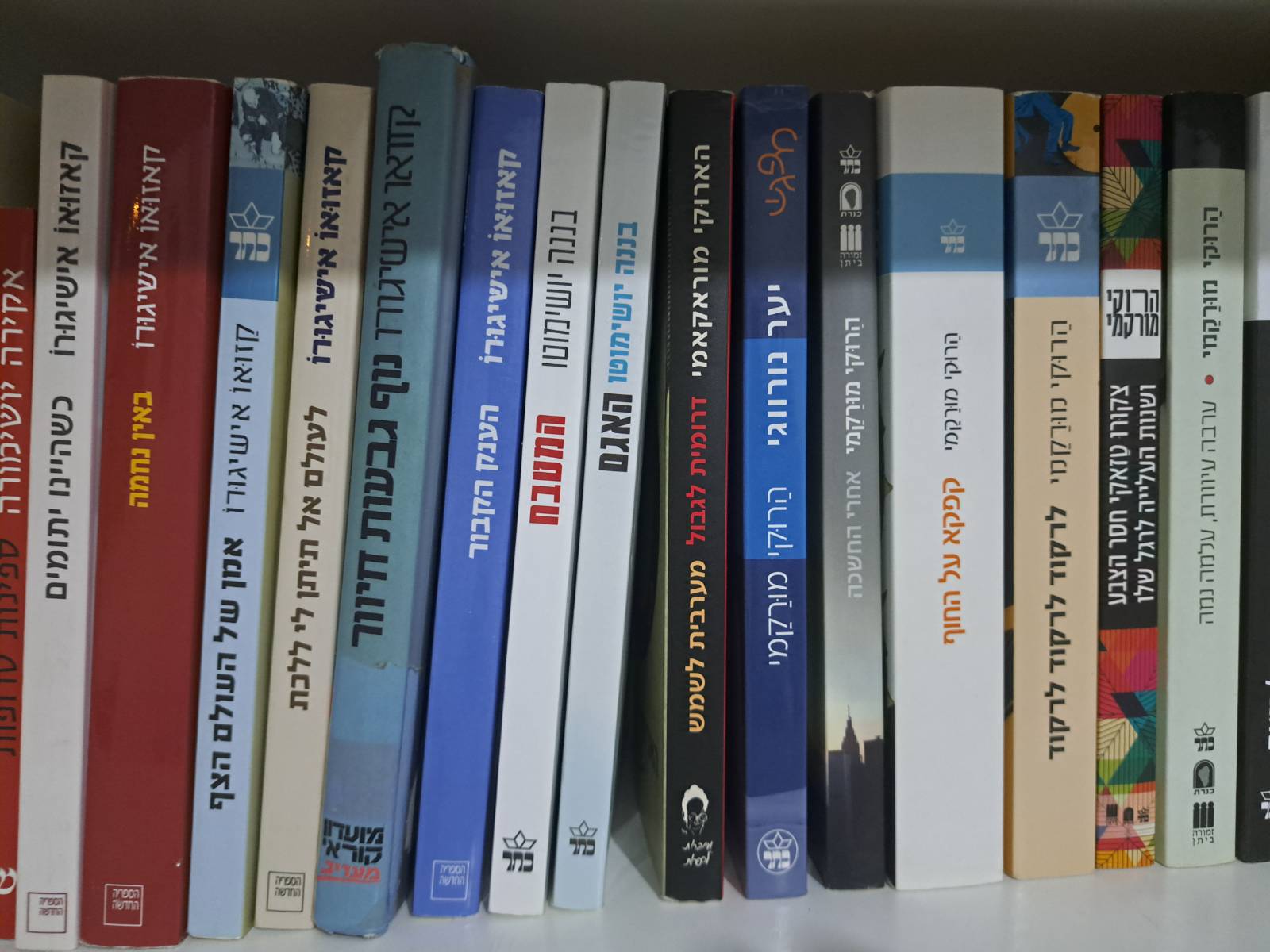 A shelf of Hebrew-language books, correctly recognized by HomeLib's OCR